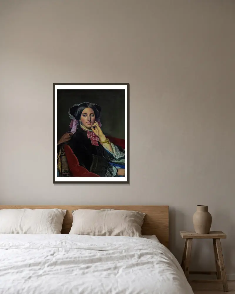 Portrait of Madame Gonse av Jean Auguste Dominique Ingres inramad på en vägg