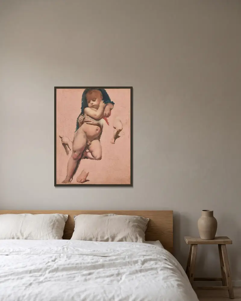 Study For The Christ Child Of The Vow Of Louis Xiii In Montauban Cathedral av Jean Auguste Dominique Ingres inramad på en vägg