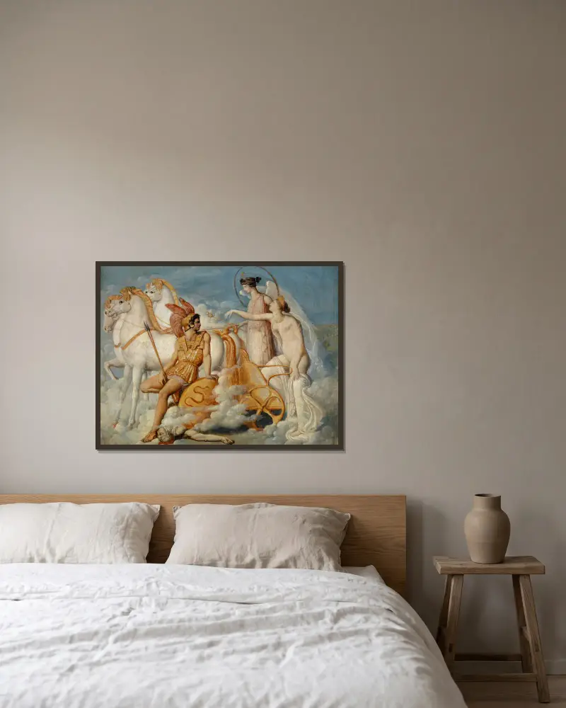 Venus, sårad av Diomedes, återvänder till Olympen av Jean Auguste Dominique Ingres inramad på en vägg