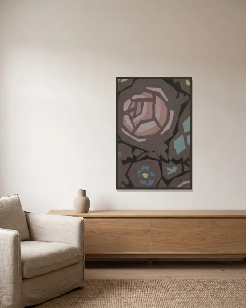 Dorfrose gerahmt an einer Wand