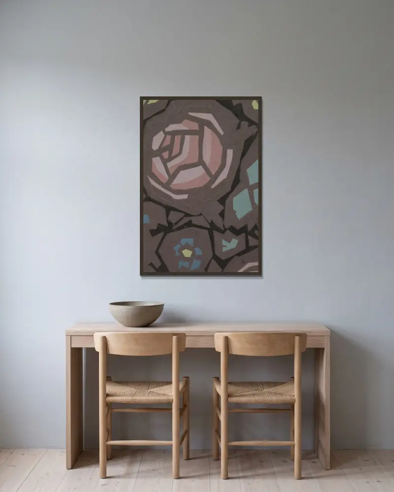 Dorfrose gerahmt an einer Wand