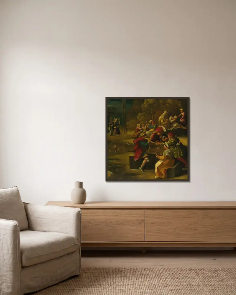 A Scene From Virgil’s Aeneid, From Alfonso I D’este’s Frieze In The ‘camerino D’alabastro’ av Dosso Dossi inramad på en vägg