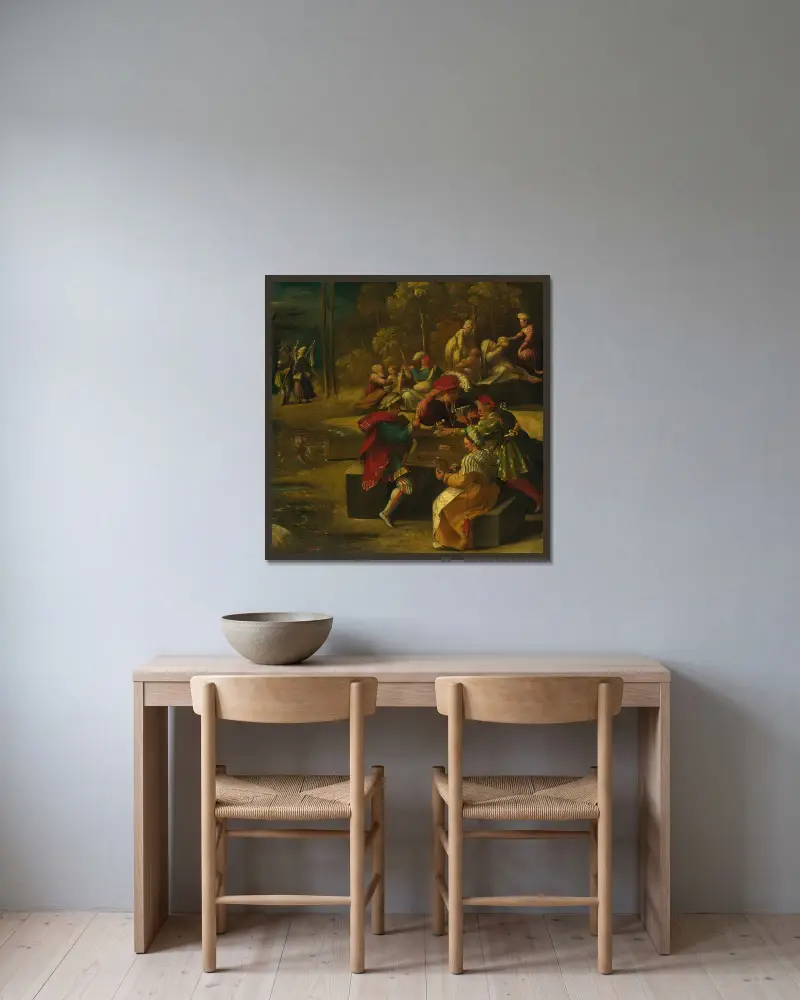 A Scene From Virgil’s Aeneid, From Alfonso I D’este’s Frieze In The ‘camerino D’alabastro’ av Dosso Dossi inramad på en vägg