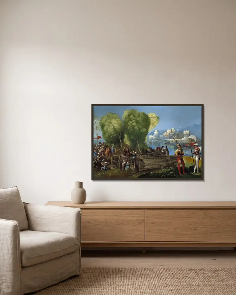 Aeneas and Achates on The Libyan Coast av Dosso Dossi inramad på en vägg