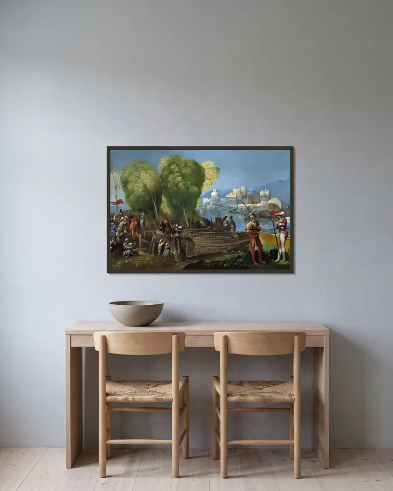 Aeneas and Achates on The Libyan Coast av Dosso Dossi inramad på en vägg