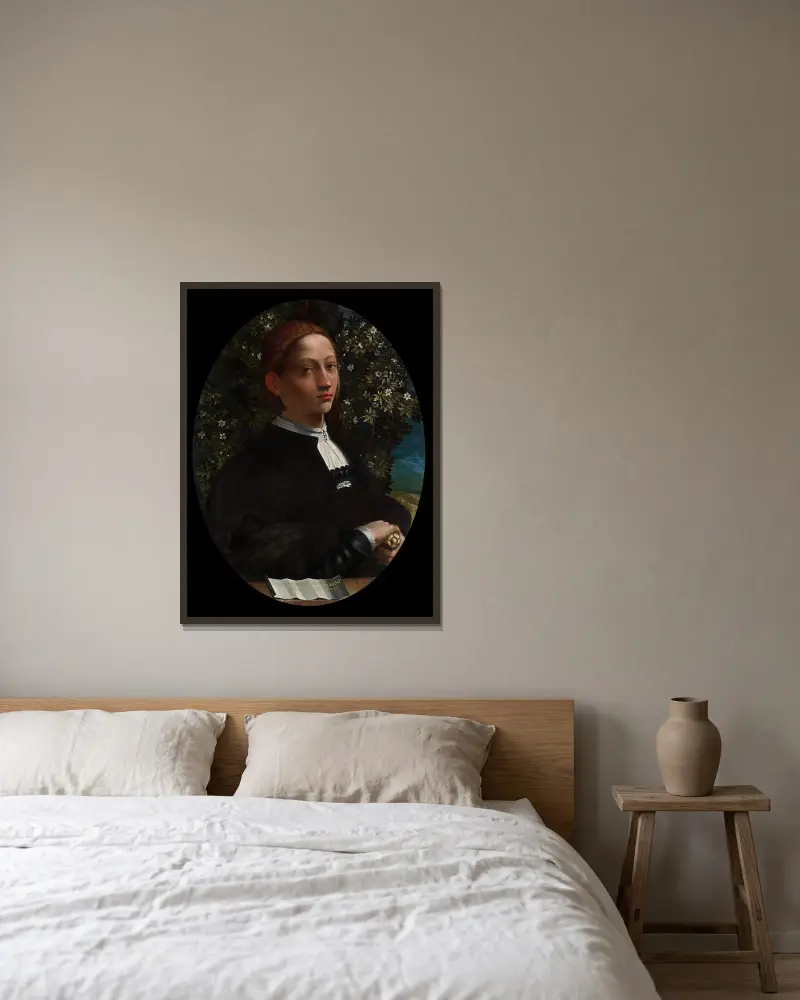 Lucrezia Borgia, hertiginna av Ferrara av Dosso Dossi inramad på en vägg