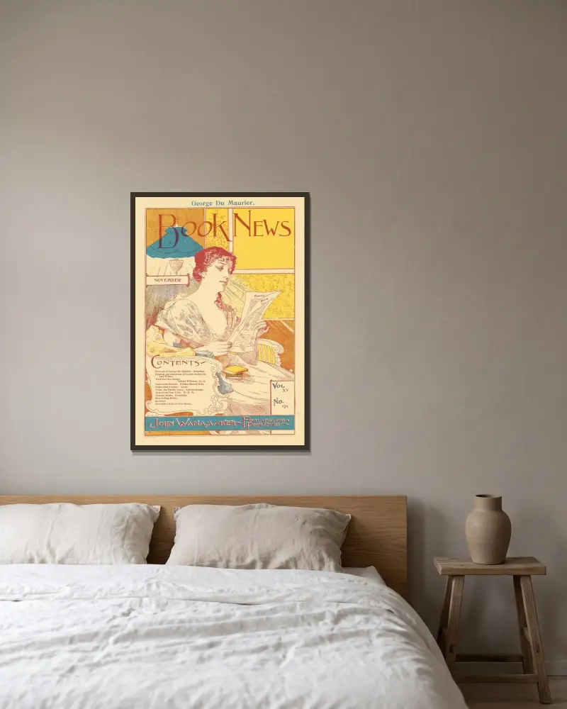 Boknyheter (november) Vol. XV No. 171 av George Du Maurier inramad på en vägg