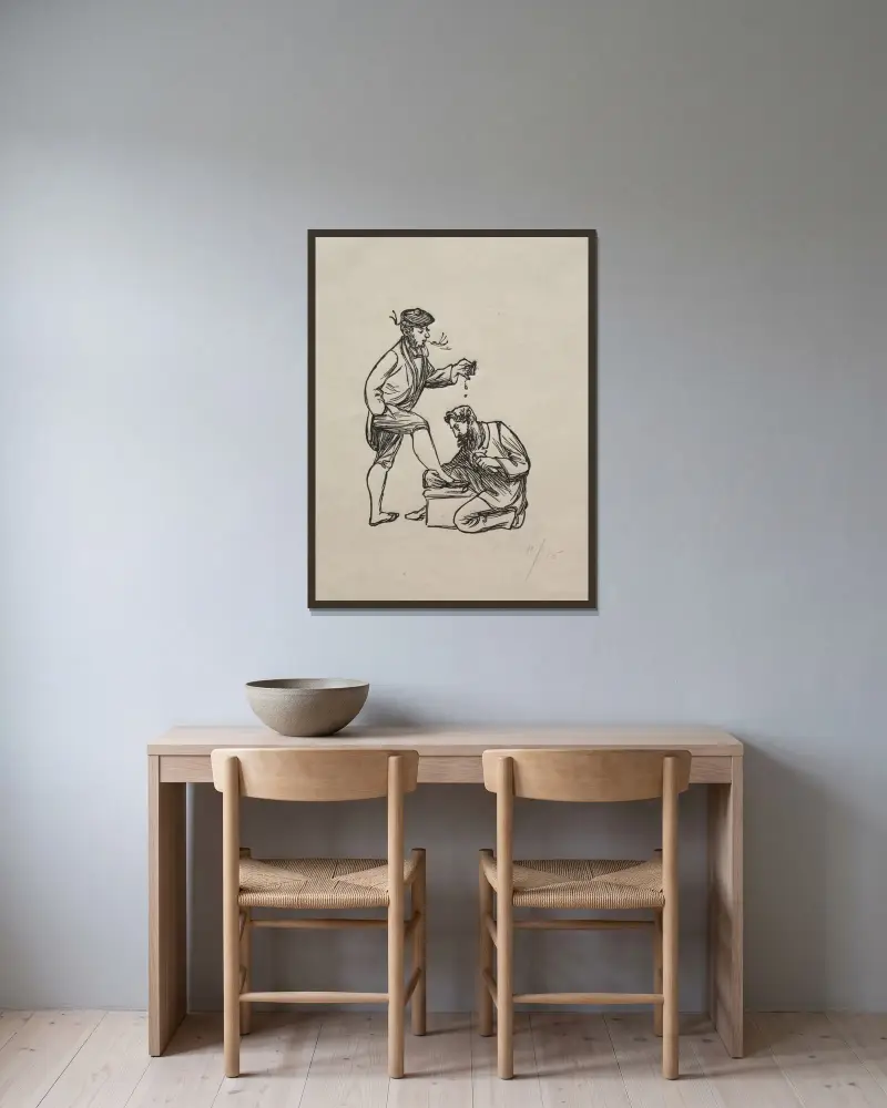 Domestic Philosophy av George Du Maurier inramad på en vägg