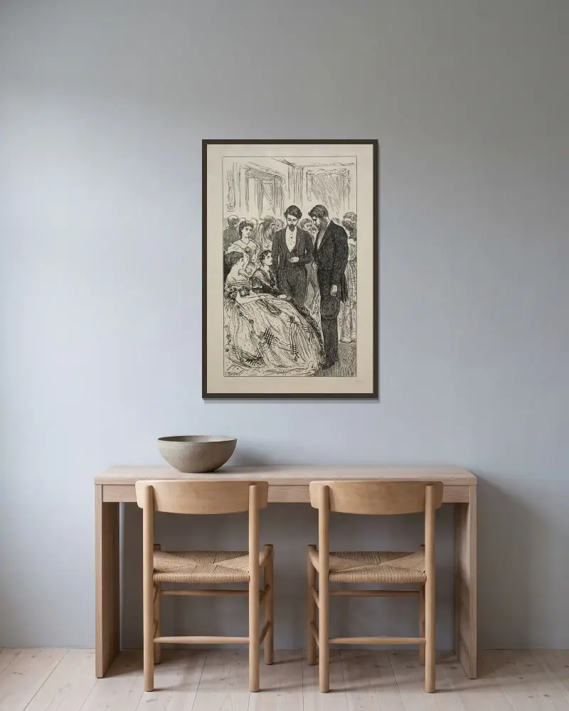 Viel Lärm um nichts, 1866 – Nr. 1 von George Du Maurier gerahmt an einer Wand