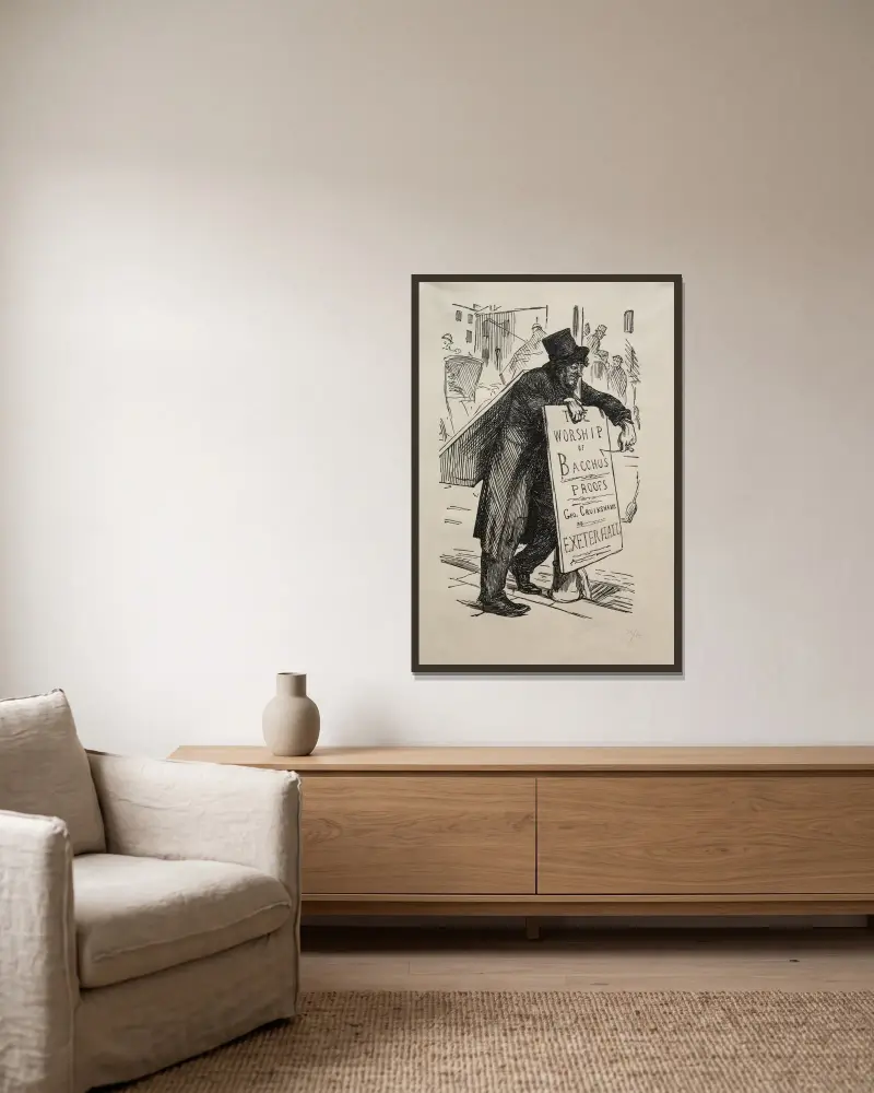 The Modern Art of Advertising av George Du Maurier inramad på en vägg