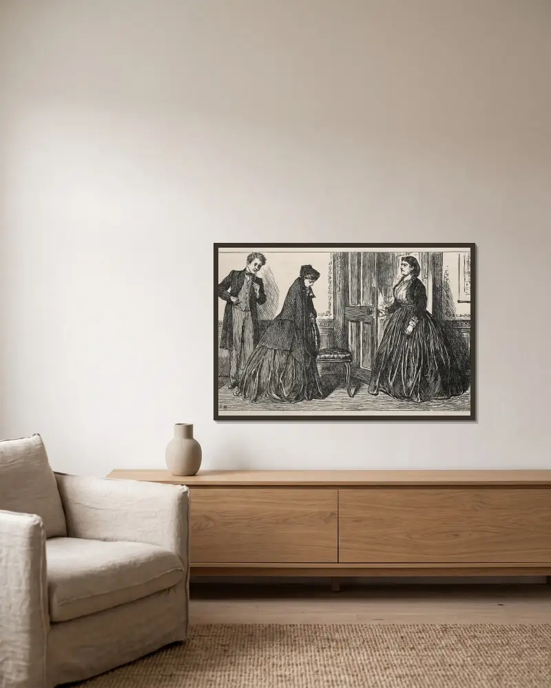 Die andere Frau Johnson von George Du Maurier gerahmt an einer Wand