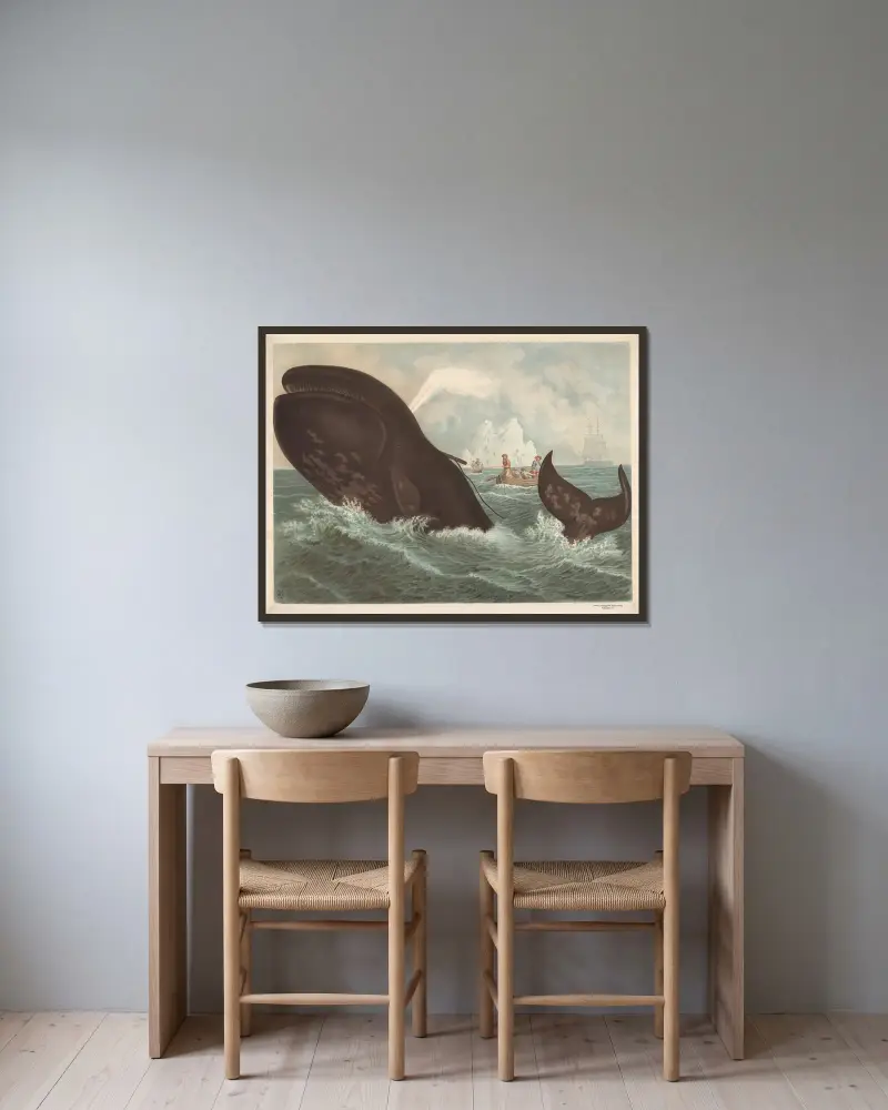 Grönlandsval von F. E. Wachsmuth gerahmt an einer Wand