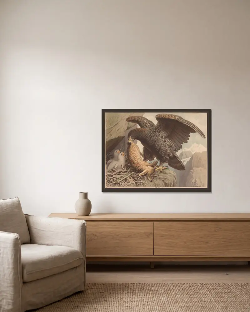 Steinadler von F. E. Wachsmuth gerahmt an einer Wand