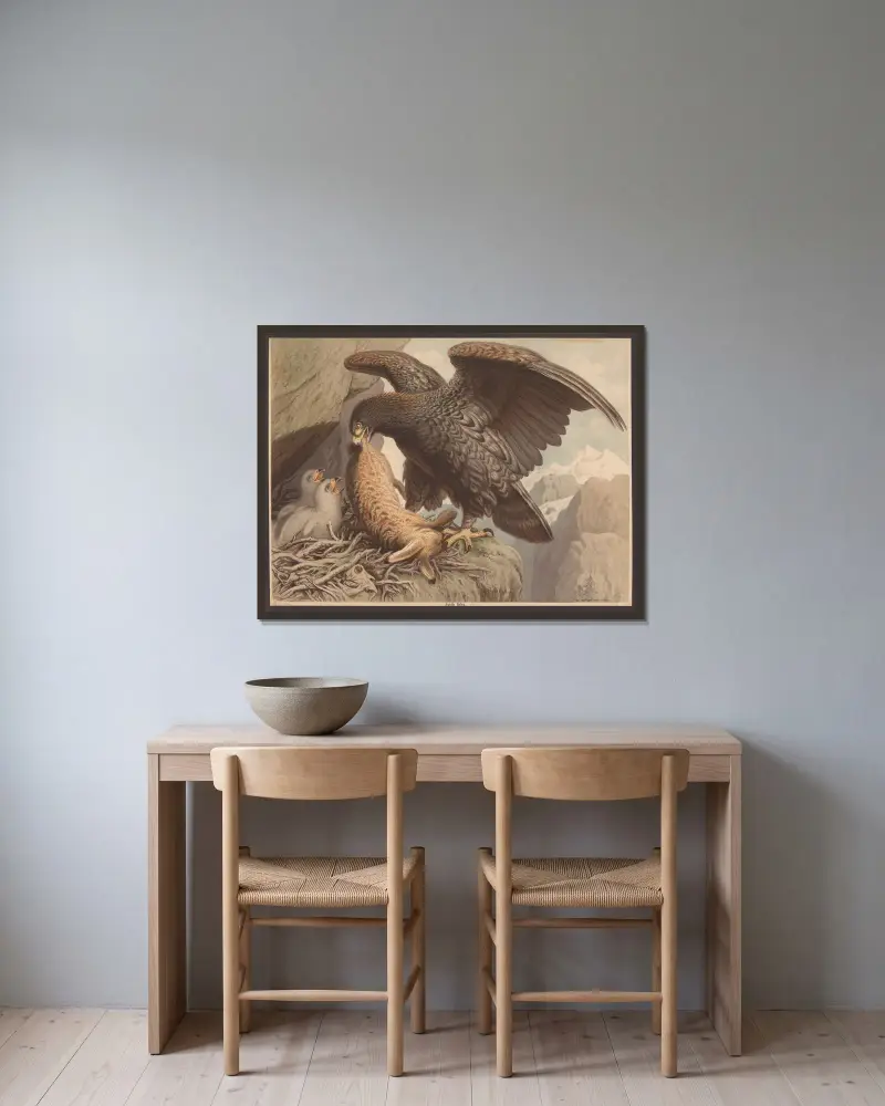 Steinadler von F. E. Wachsmuth gerahmt an einer Wand