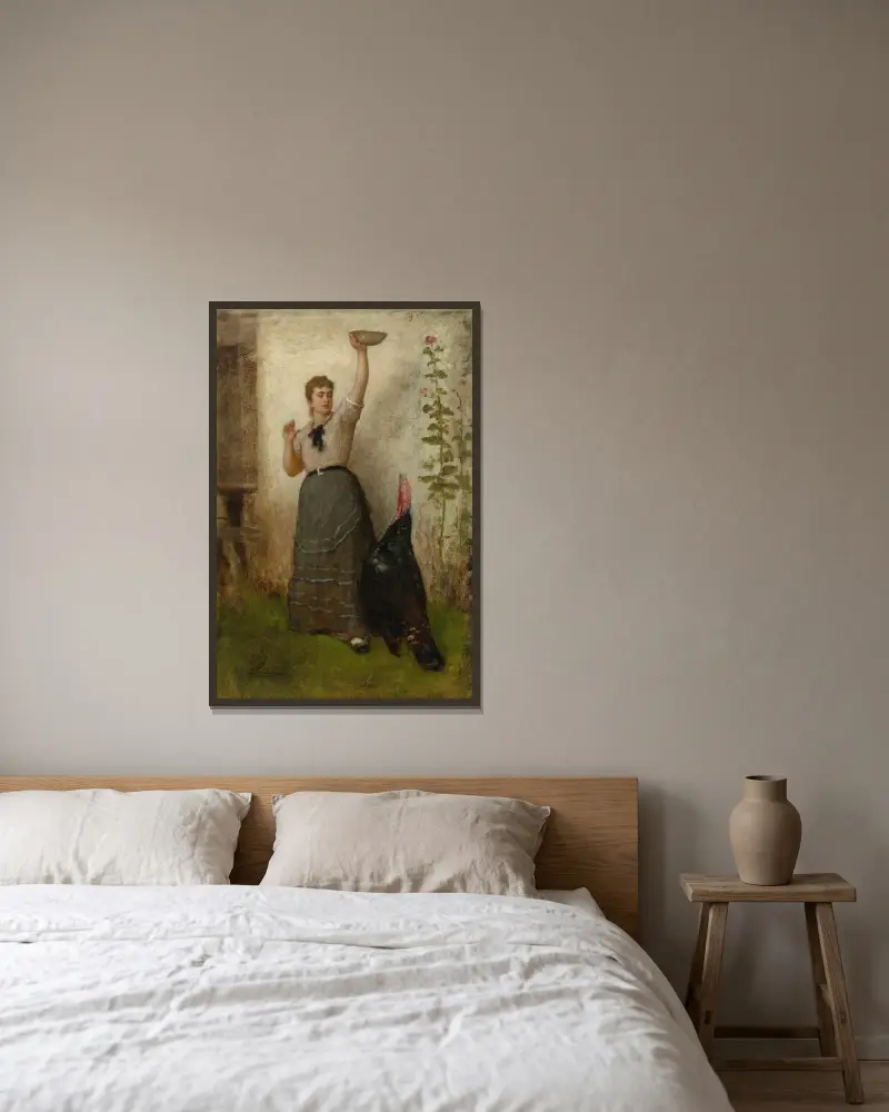 Matning av kalkonen av Eastman Johnson inramad på en vägg