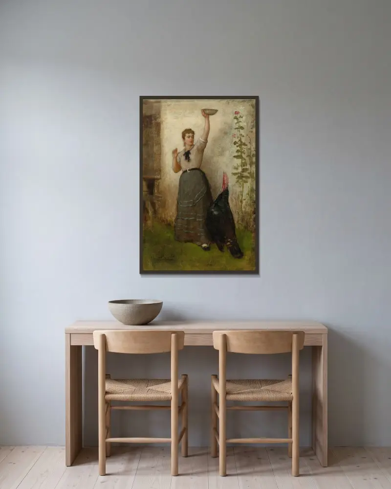 Matning av kalkonen av Eastman Johnson inramad på en vägg