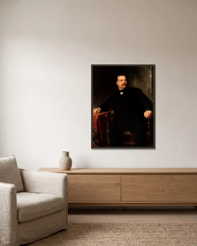 Grover Cleveland – nr 1 av Eastman Johnson inramad på en vägg