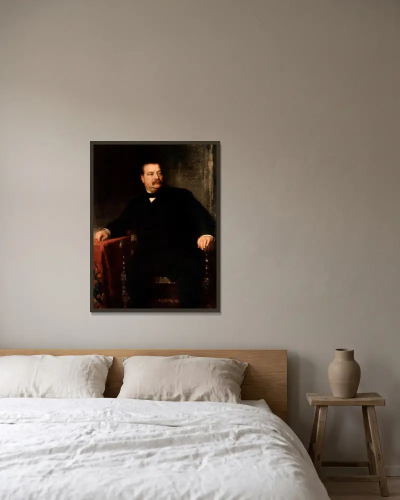 Grover Cleveland – nr 1 av Eastman Johnson inramad på en vägg