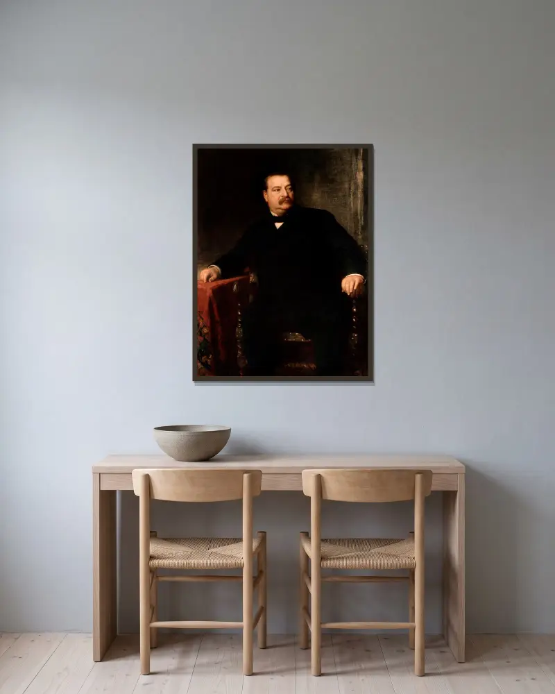 Grover Cleveland – nr 1 av Eastman Johnson inramad på en vägg