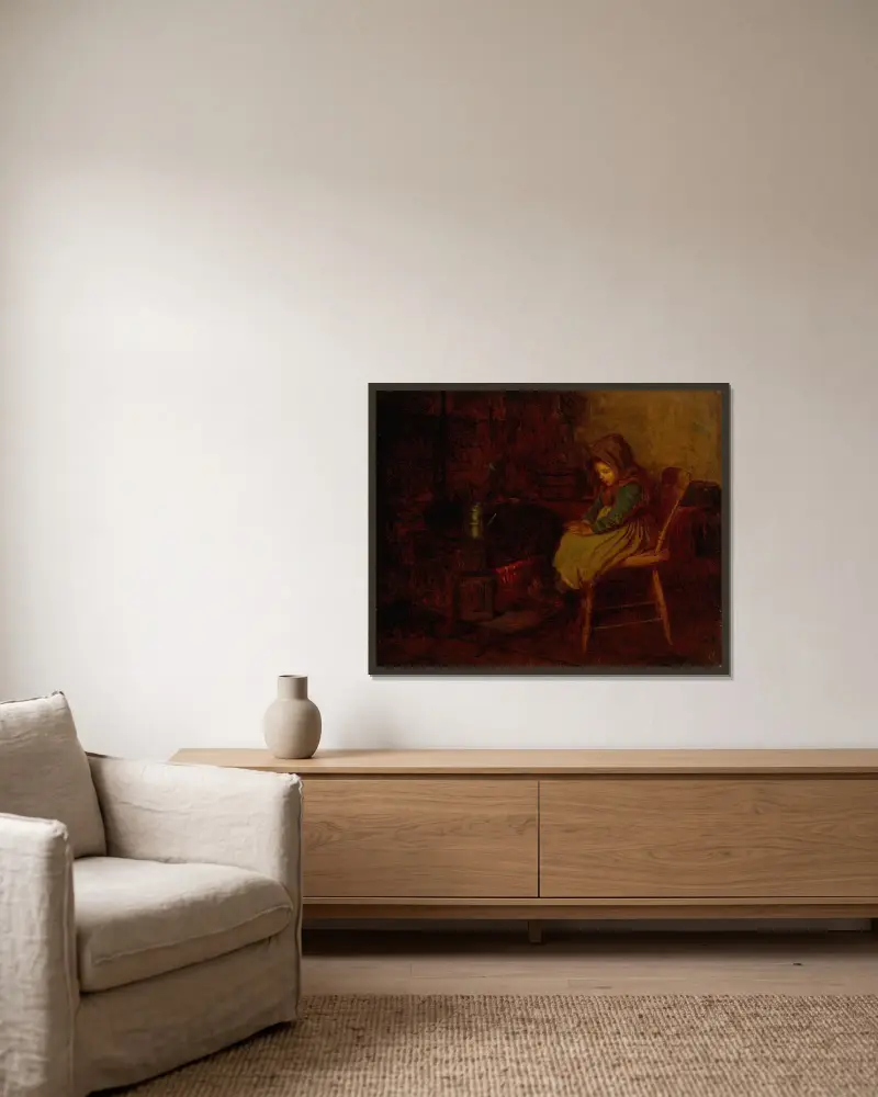 Hem och värme av Eastman Johnson inramad på en vägg