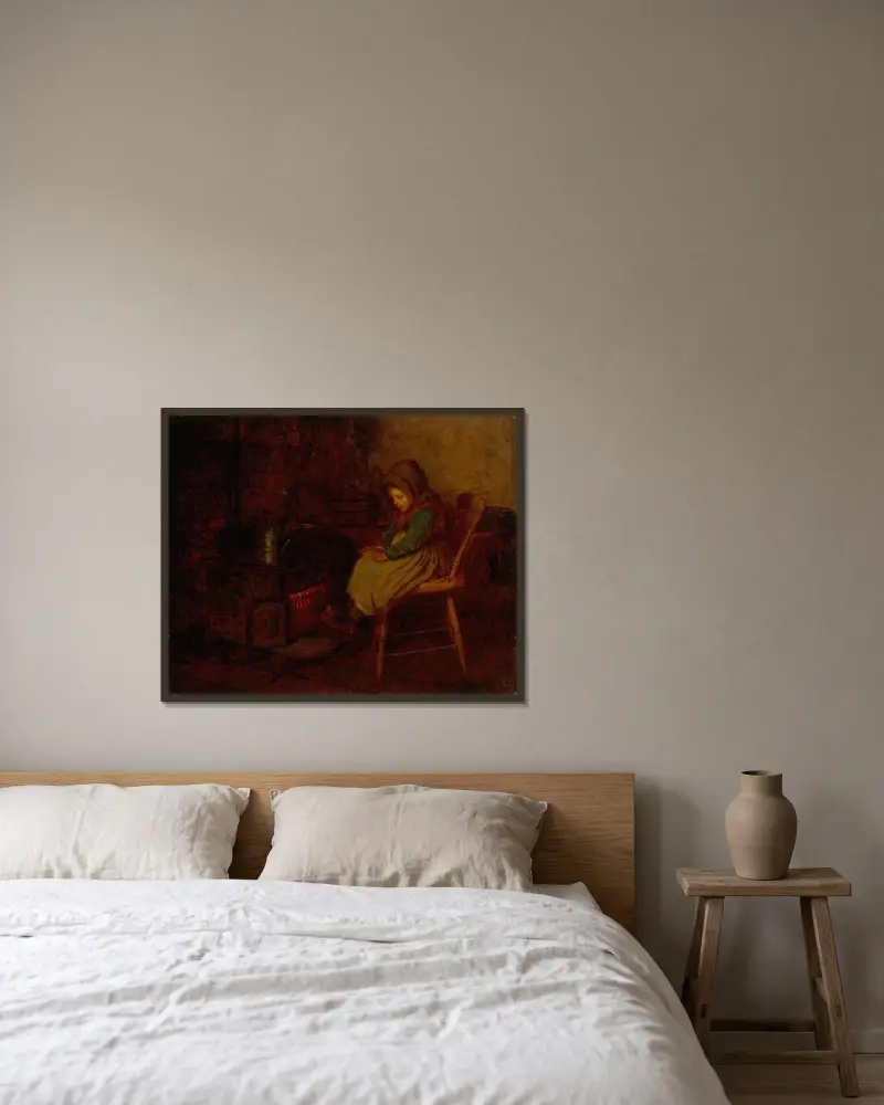 Hem och värme av Eastman Johnson inramad på en vägg
