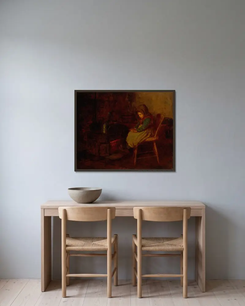 Hem och värme av Eastman Johnson inramad på en vägg