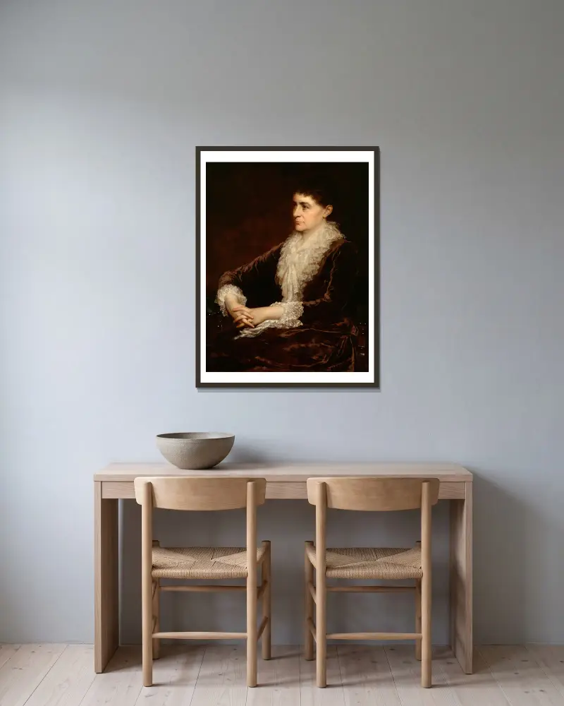Mrs. Allan Shelden av Eastman Johnson inramad på en vägg