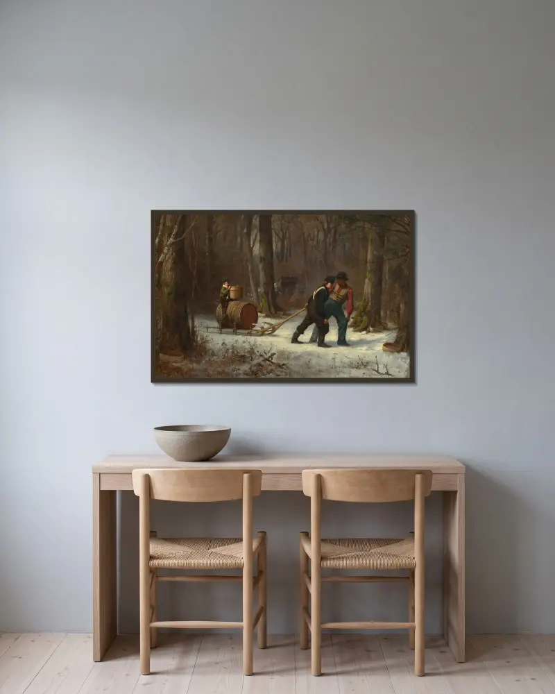 På väg till lägret av Eastman Johnson inramad på en vägg