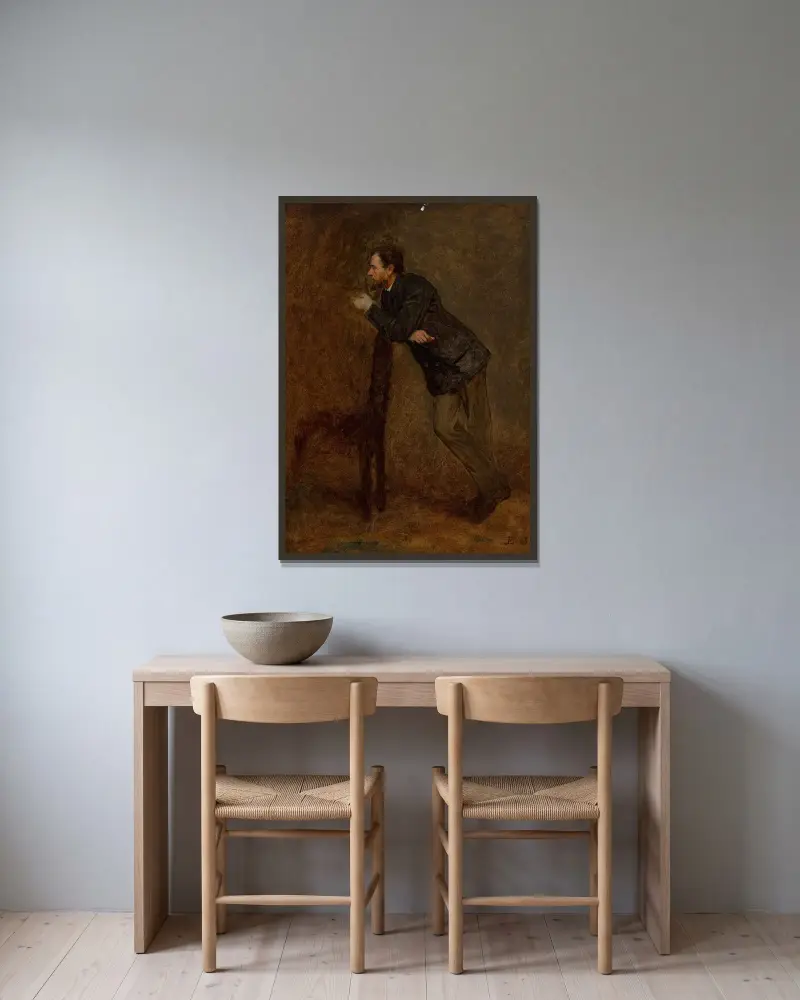 Porträttskiss av Sanford Gifford av Eastman Johnson inramad på en vägg