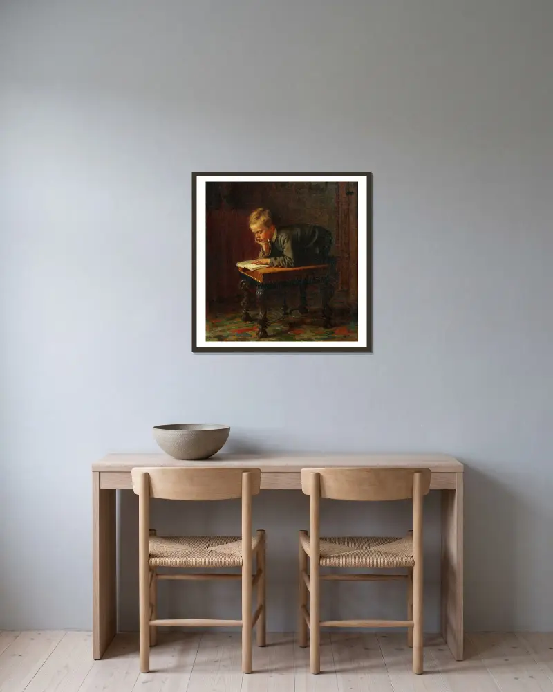 Čtoucí chlapec, Eastman Johnson v rámu na stěně