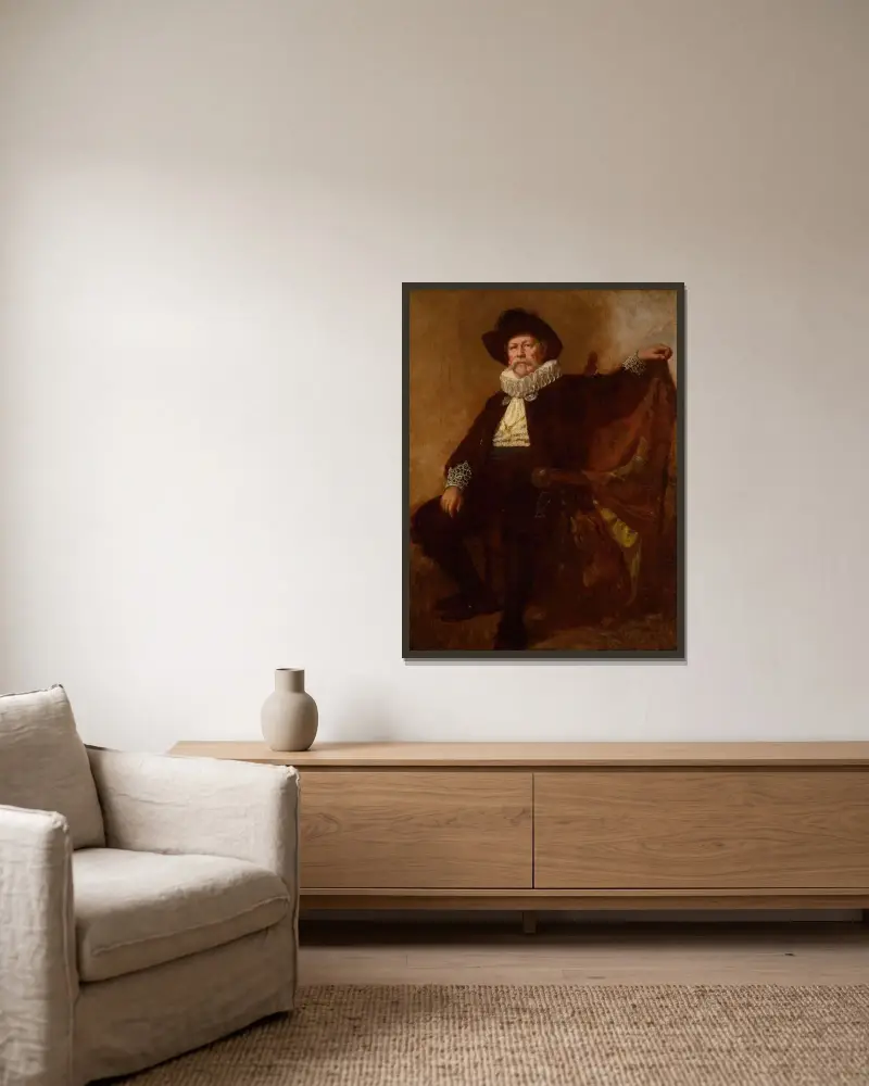 Self-Portrait in the Costume Worn by Him at the Twelfth Night Celebration at the Country Club av Eastman Johnson inramad på en vägg