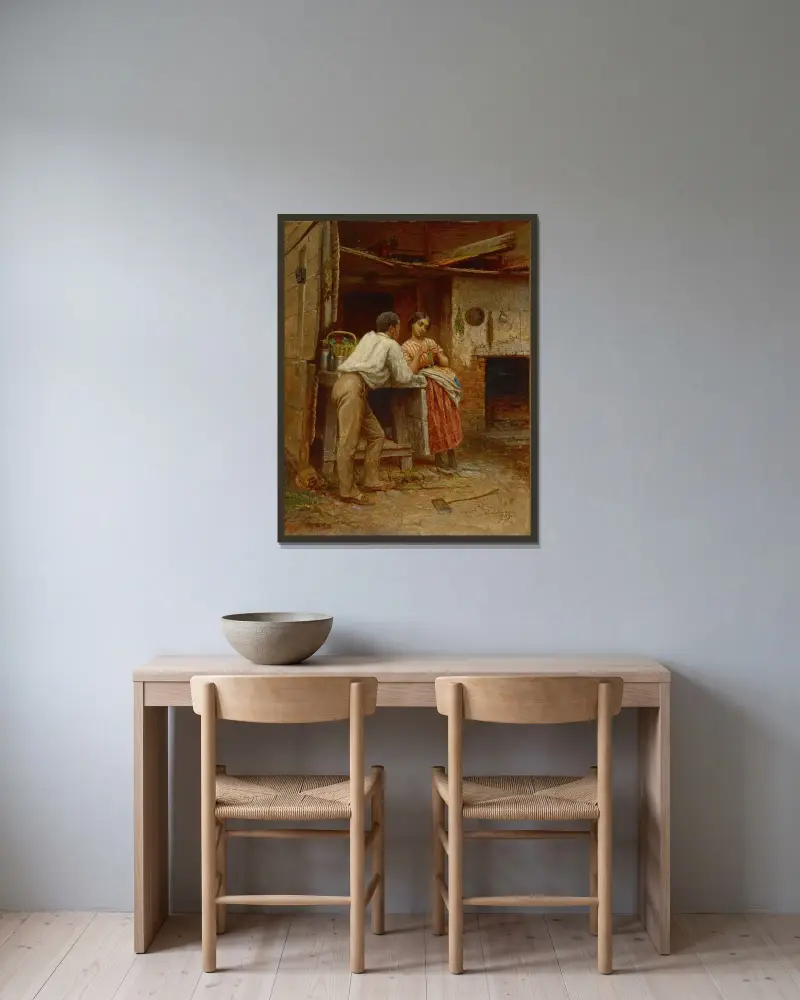 Södra uppvaktning av Eastman Johnson inramad på en vägg