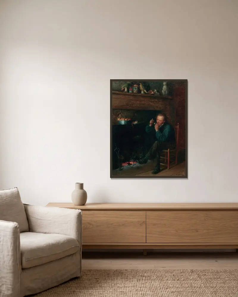 Studie från livet Down East av Eastman Johnson inramad på en vägg