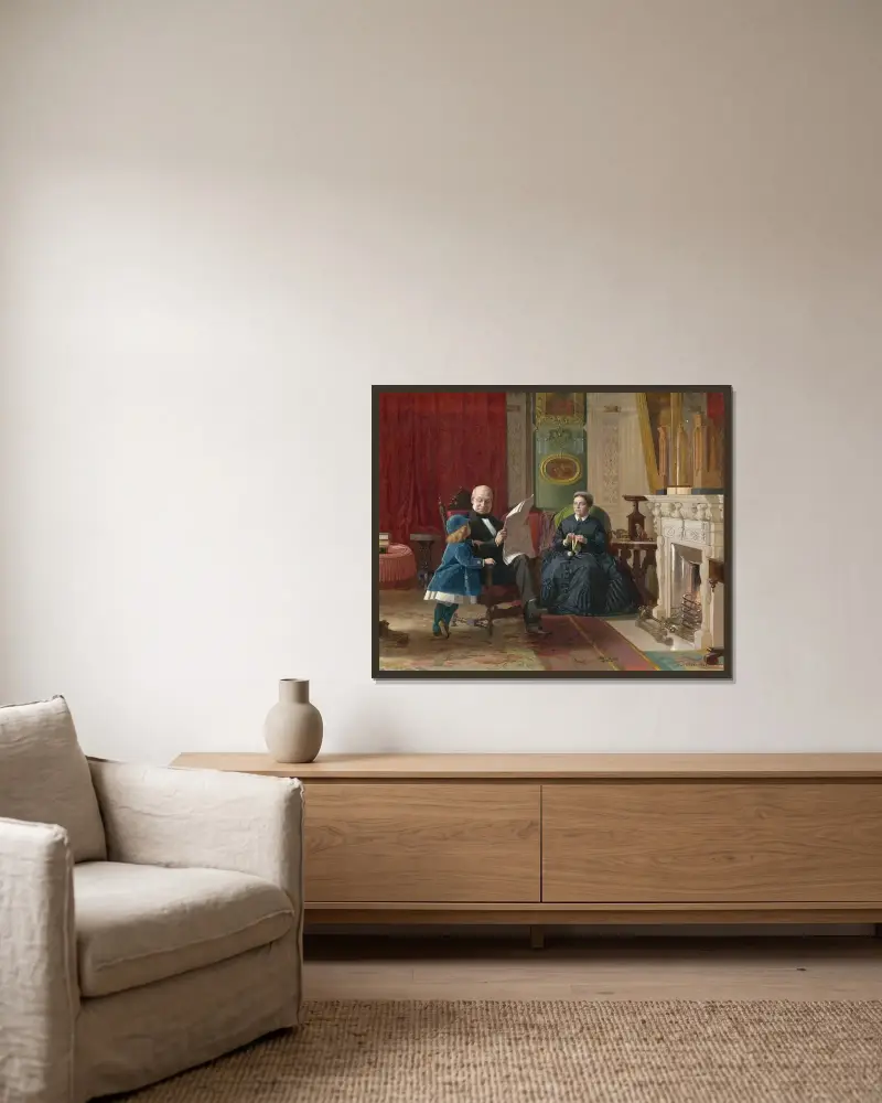 Familjen Brown av Eastman Johnson inramad på en vägg