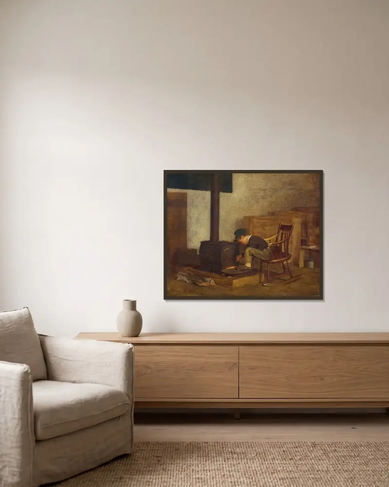 Den unge lärdomen av Eastman Johnson inramad på en vägg