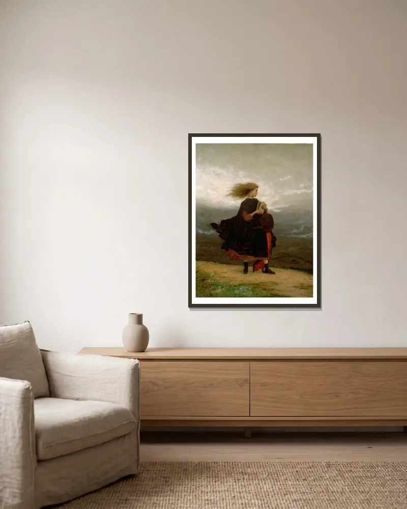 The Girl I Left Behind Me av Eastman Johnson inramad på en vägg