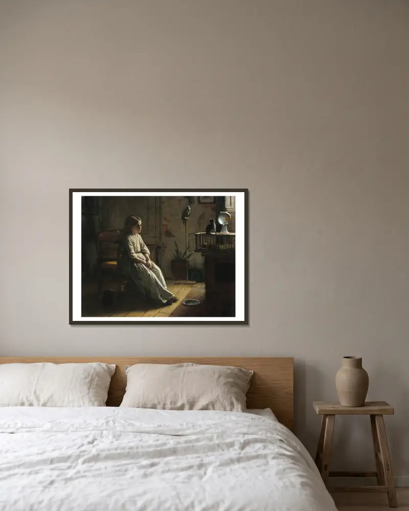 Die Haustiere von Eastman Johnson gerahmt an einer Wand