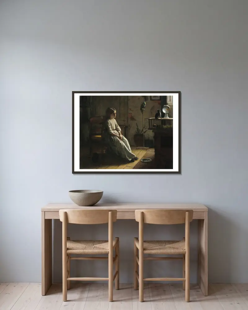 Die Haustiere von Eastman Johnson gerahmt an einer Wand