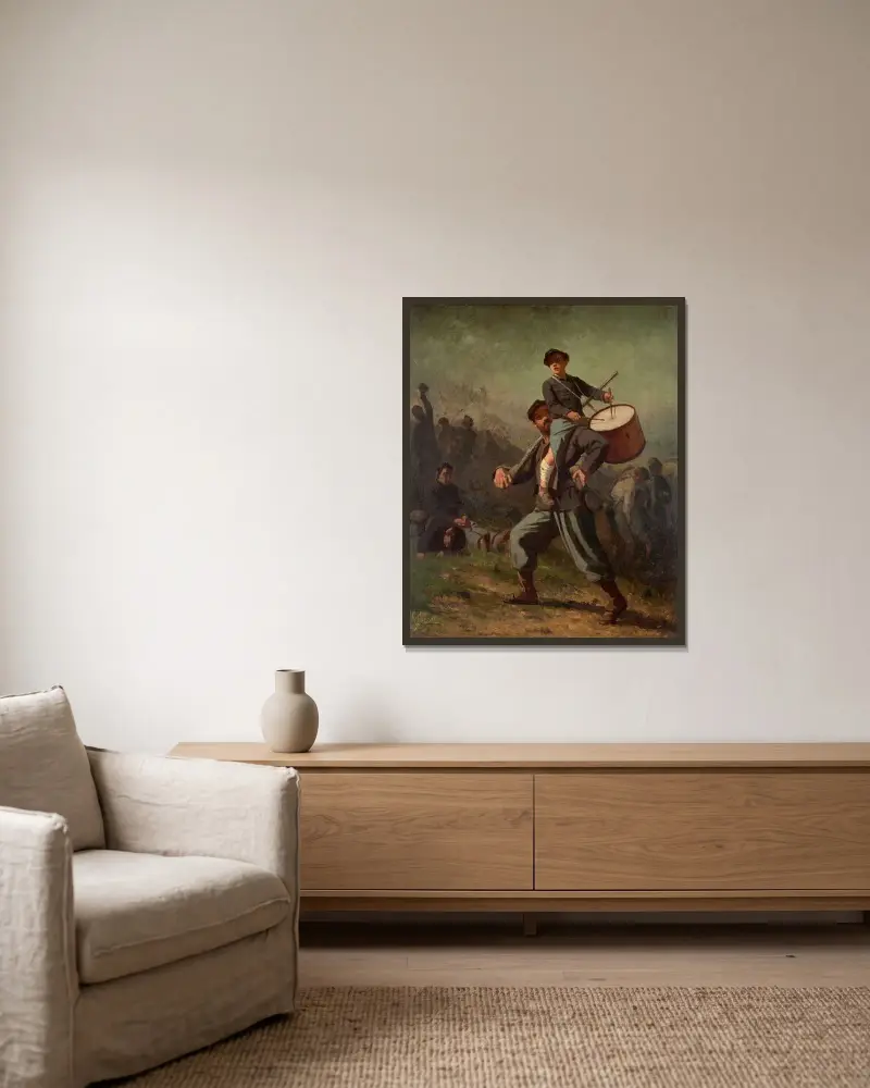 Sårad trumslagarpojke av Eastman Johnson inramad på en vägg