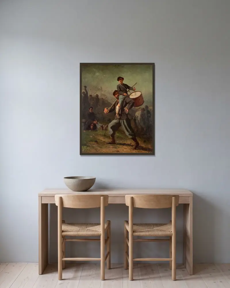 Sårad trumslagarpojke av Eastman Johnson inramad på en vägg