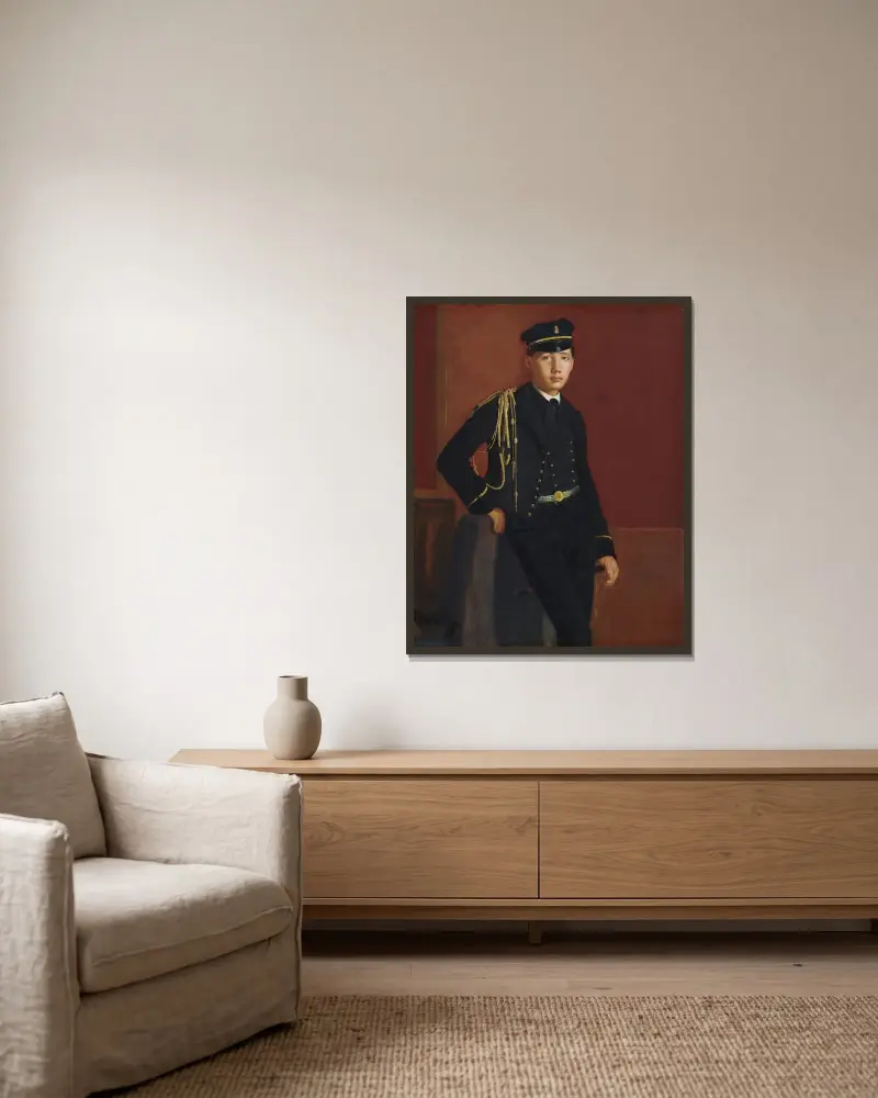 Achille De Gas in the Uniform of a Cadet av Edgar Degas inramad på en vägg