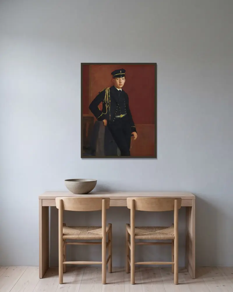 Achille De Gas in the Uniform of a Cadet av Edgar Degas inramad på en vägg