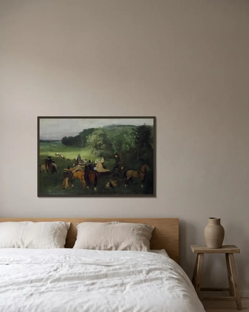 Na dostihové dráze (Dostihy), Edgar Degas v rámu na stěně