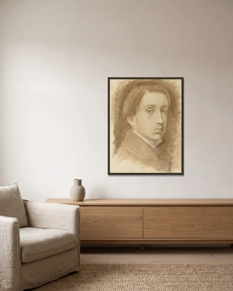 Selbstbildnis, 1854 von Edgar Degas gerahmt an einer Wand