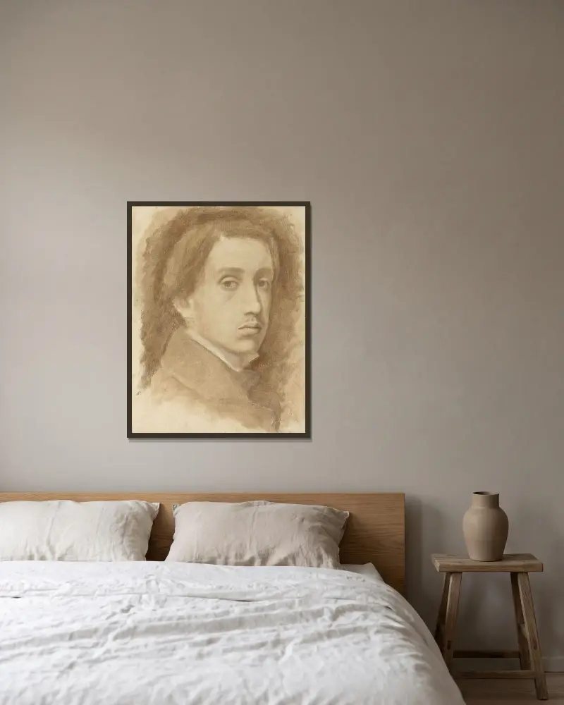 Selbstbildnis, 1854 von Edgar Degas gerahmt an einer Wand