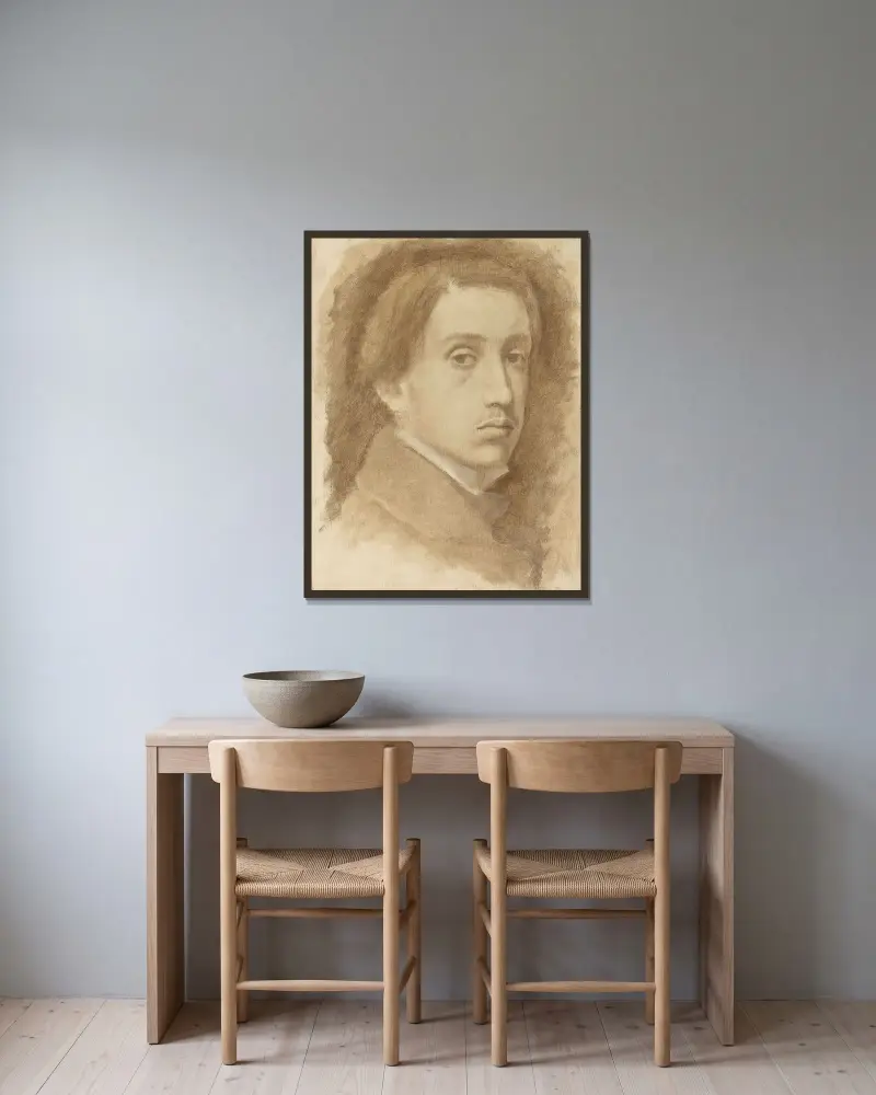 Selbstbildnis, 1854 von Edgar Degas gerahmt an einer Wand