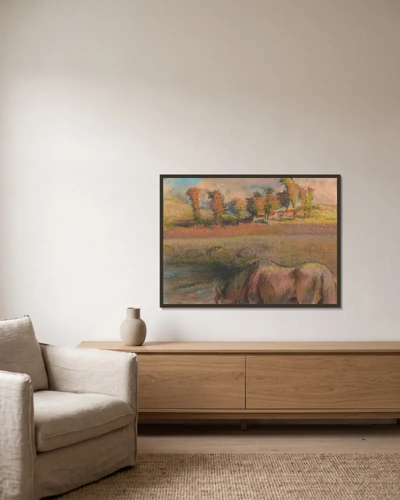 Cheval au bord de la mare av Edgar Degas inramad på en vägg