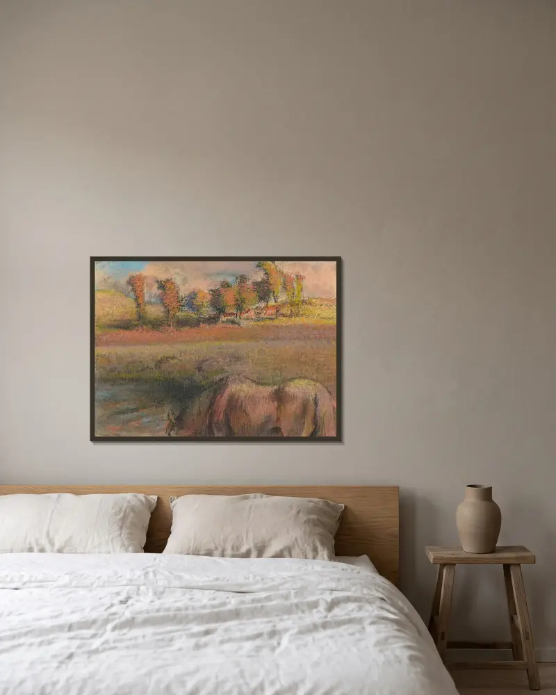 Cheval au bord de la mare av Edgar Degas inramad på en vägg