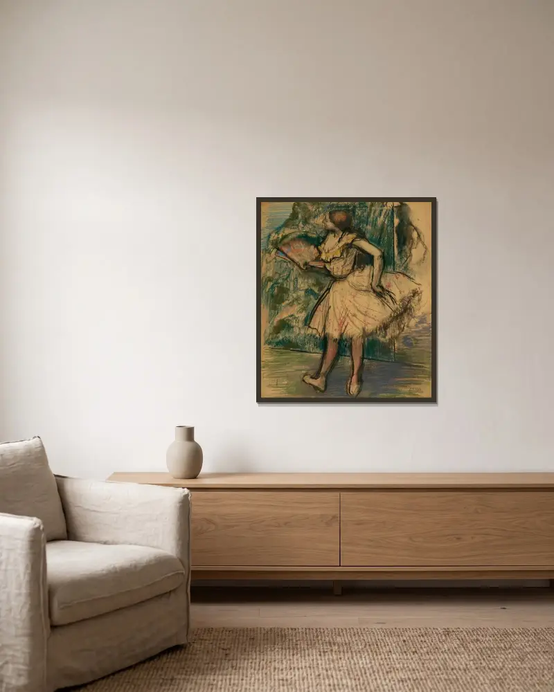 Tanečnice s vějířem, Edgar Degas v rámu na stěně