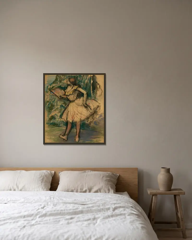 Tanečnice s vějířem, Edgar Degas v rámu na stěně